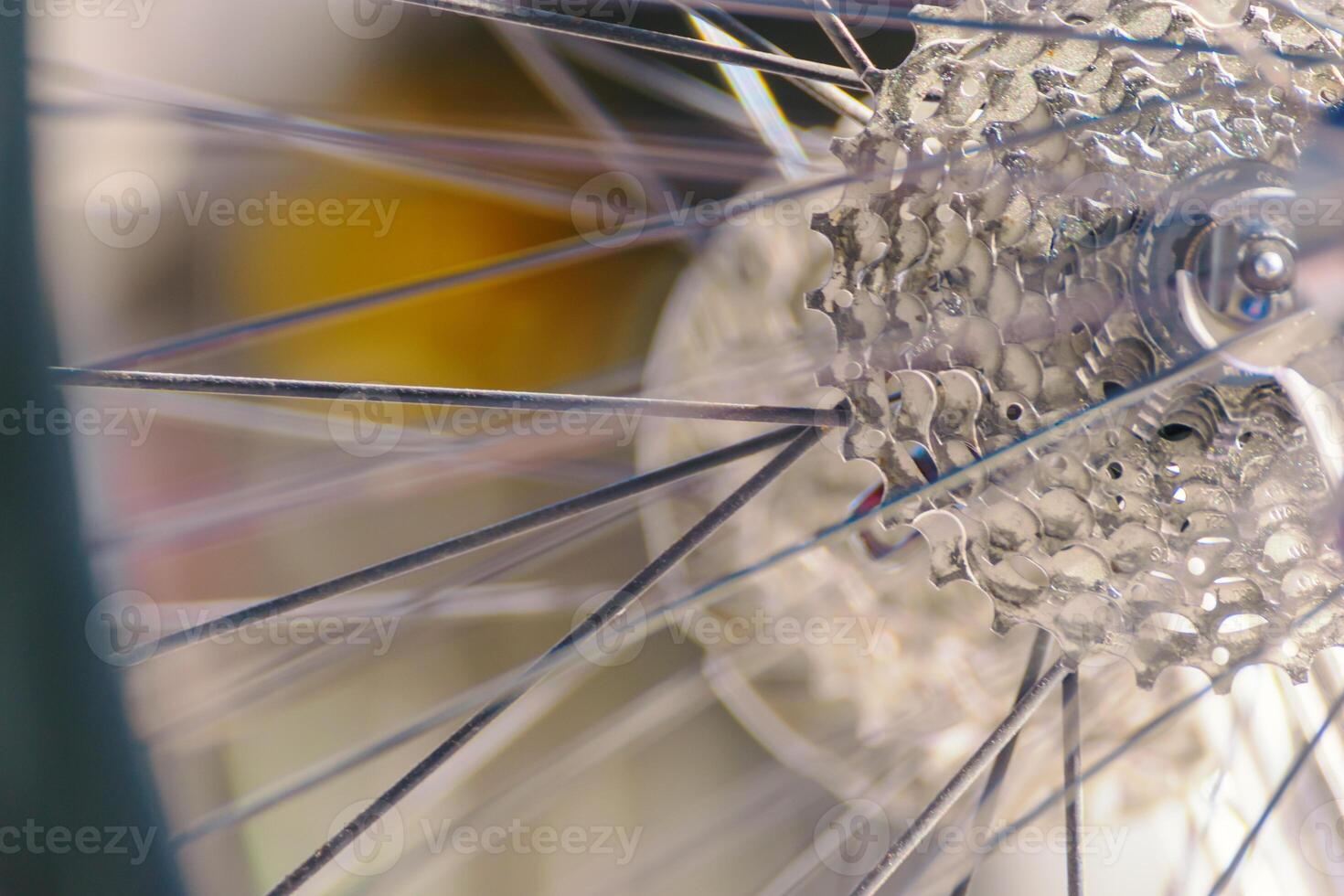 partial view of the rear wheel and sprockets of the rear derailleur professional road racing bicycle, background for cycling concept photo