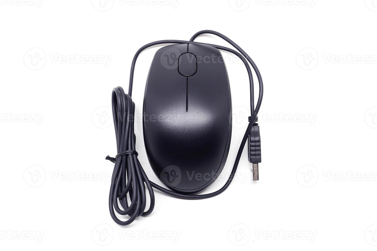 A computer mouse with a cord on a white background photo