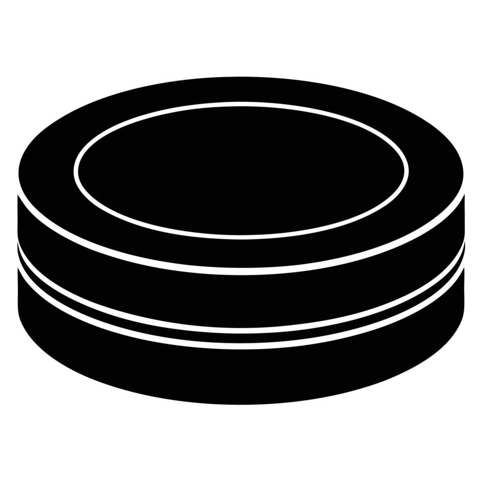 Hockey Puck Silhouette on White Background vector