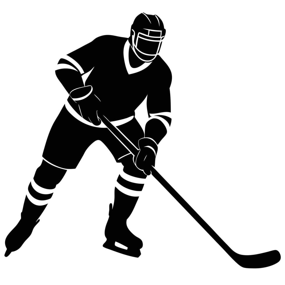 Hockey Player Silhouette on White Background vector