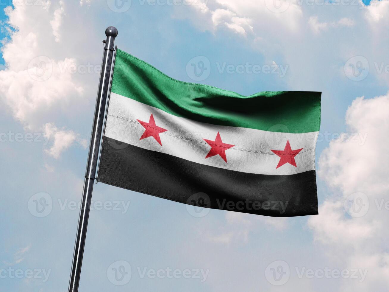 Symbol of Resilience A Nation's Spirit in the Sky, Syria Flag. photo