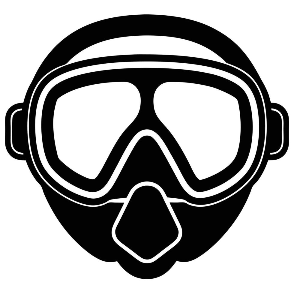 Diving Mask Silhouette on White Background vector