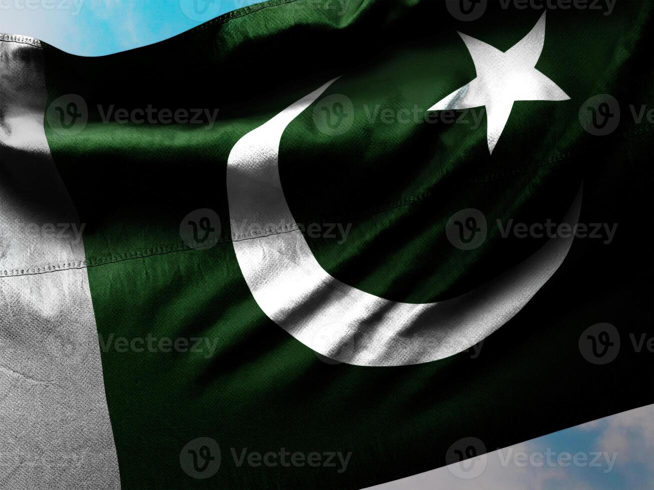 Symbol of Unity and Strength in the Sky. 3d illustration of Pakistan Flag with Clipping Path, photo