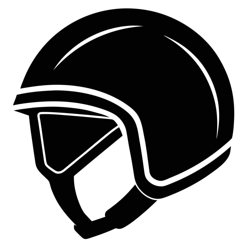 Ski Helmet Silhouette on White Background vector
