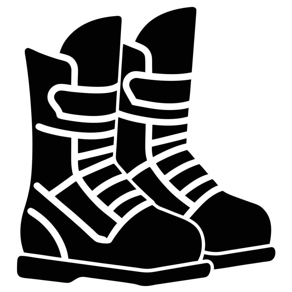 Ski Boots Silhouette on White Background vector