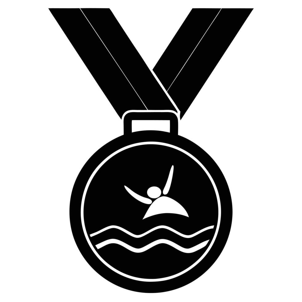 Diving Medal Silhouette on White Background vector
