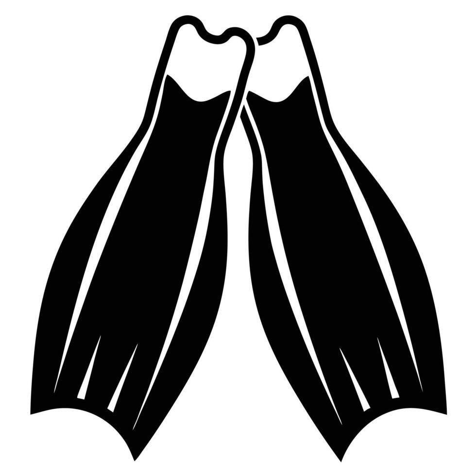 Diving Fins Silhouette on White Background vector