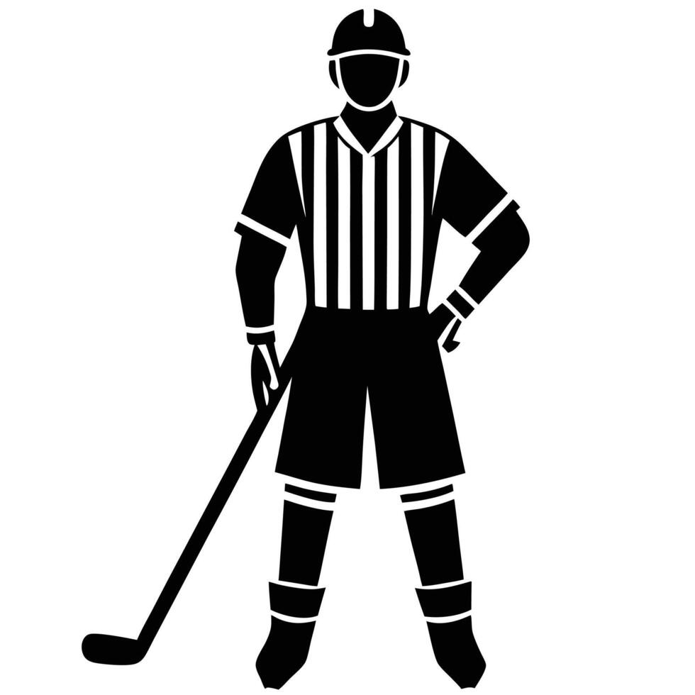 Hockey Referee Silhouette on White Background vector