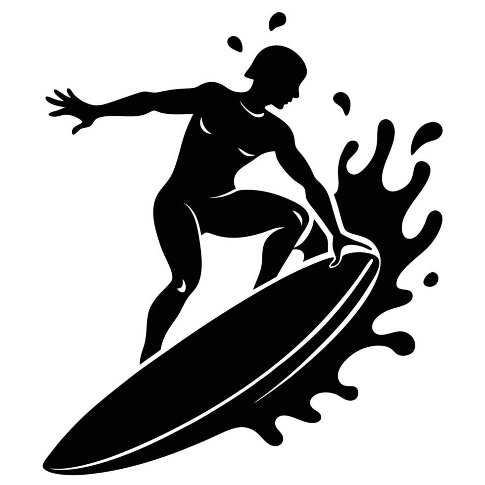 Surfing Splash Silhouette on White Background vector