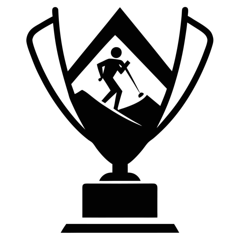 Skiing Trophy Silhouette on White Background vector
