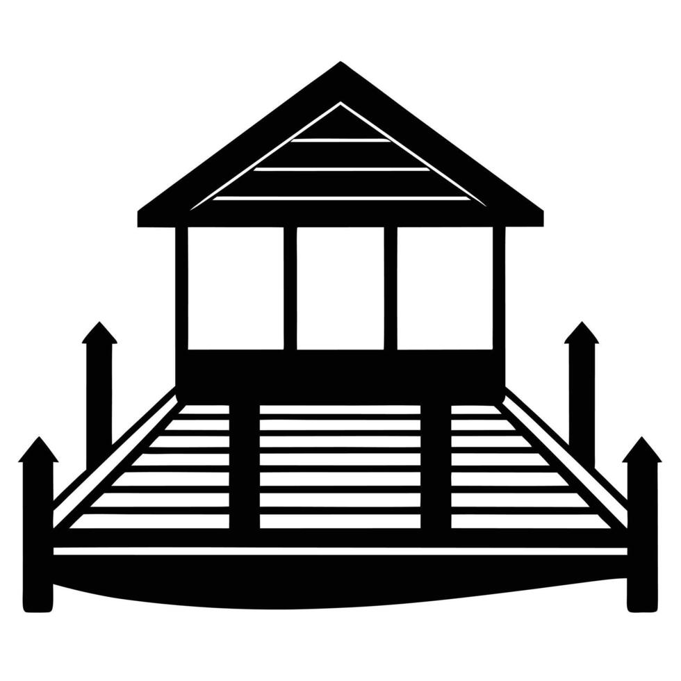 Boat Dock Silhouette on White Background vector