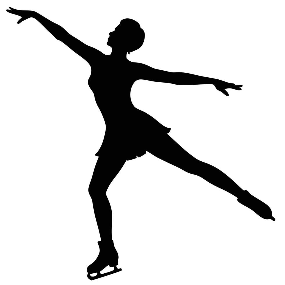 Ice Skater Silhouette on White Background vector
