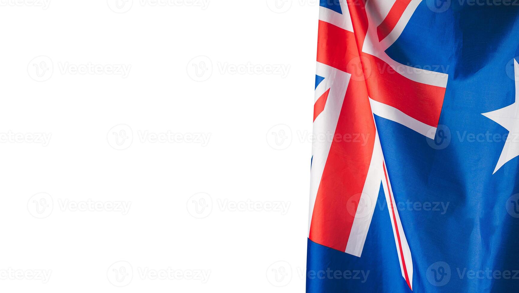 A Close-up of the Australian flag is right on a white background photo