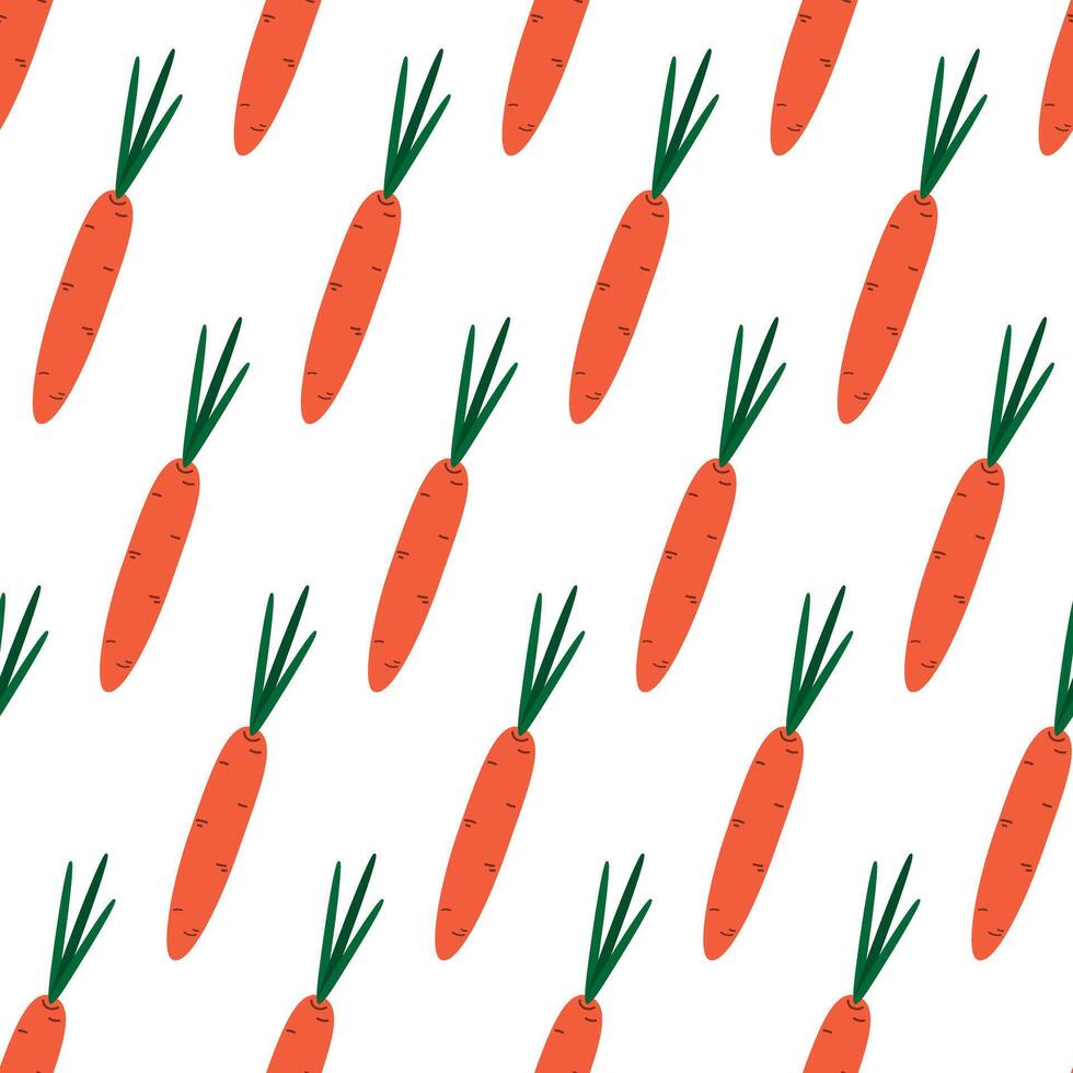 Hand drawn Carrot Seamless pattern in trendy minimalistic. Healthy eating background texture concept. Isolated illustration Wallpaper or web promo backdrop banner, leaflets, booklets, labels vector
