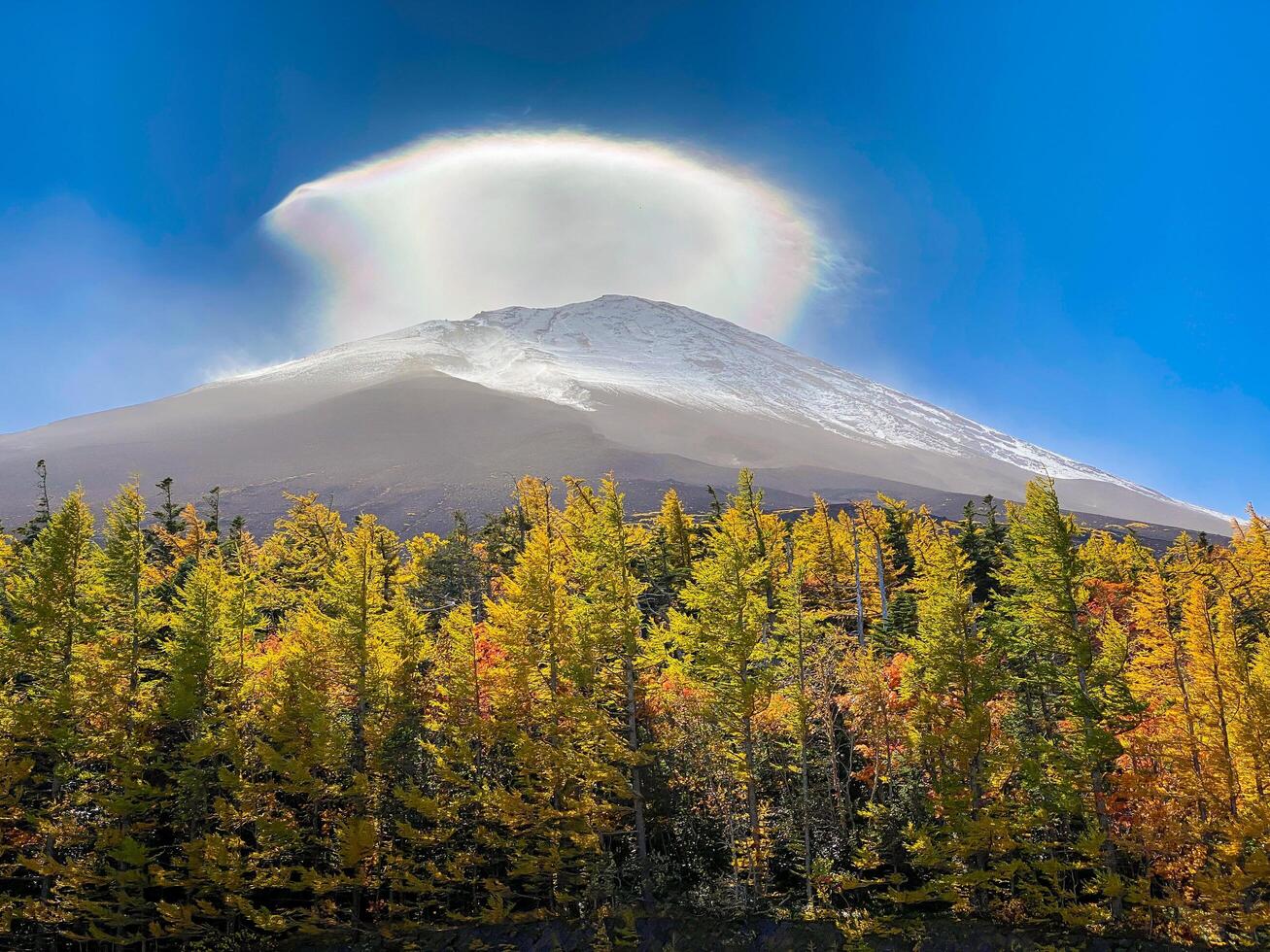 Fuji mountain with cloud in Kawaguchi-go, Japan photo