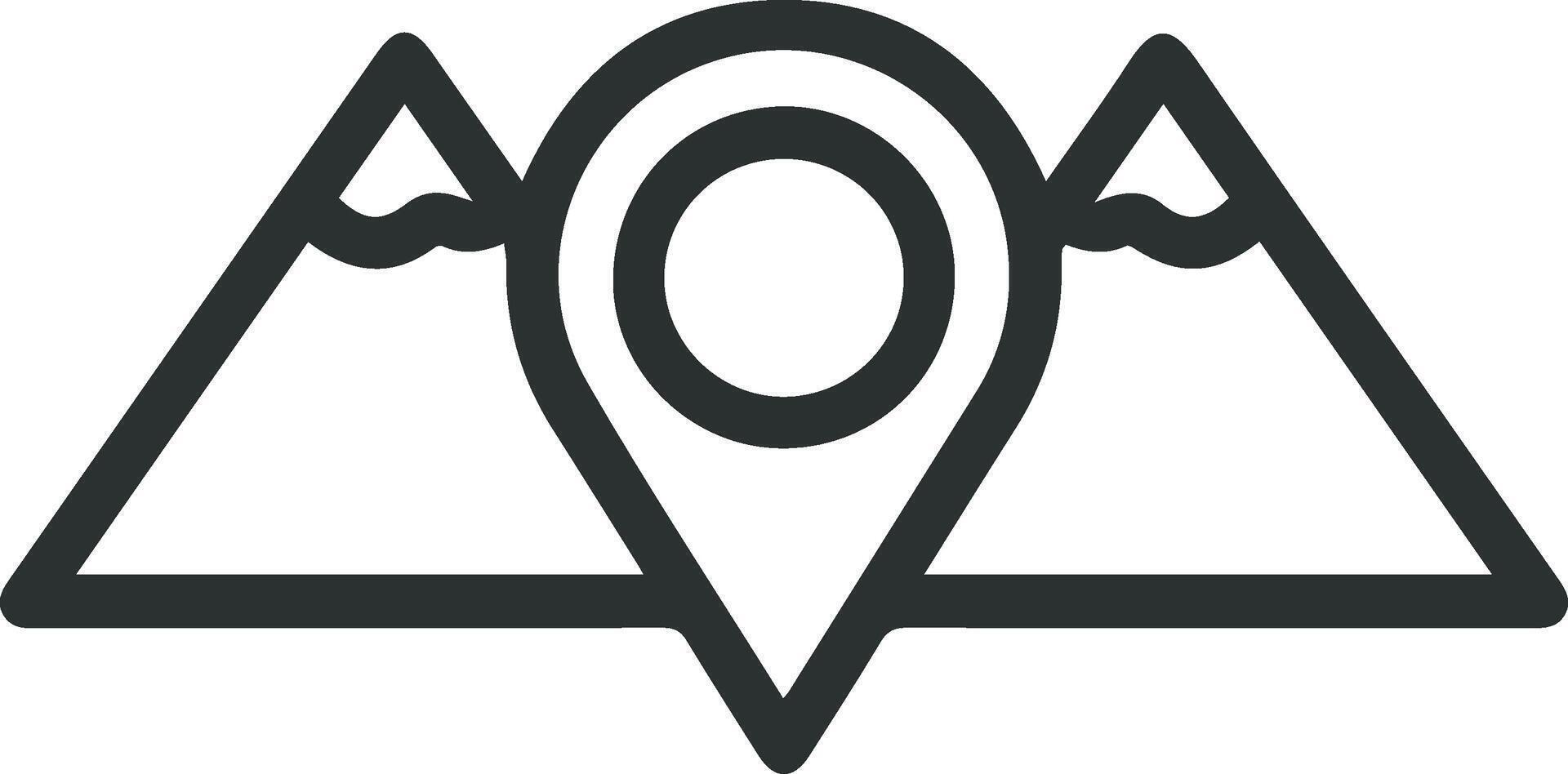 A map marker with mountains in the background vector