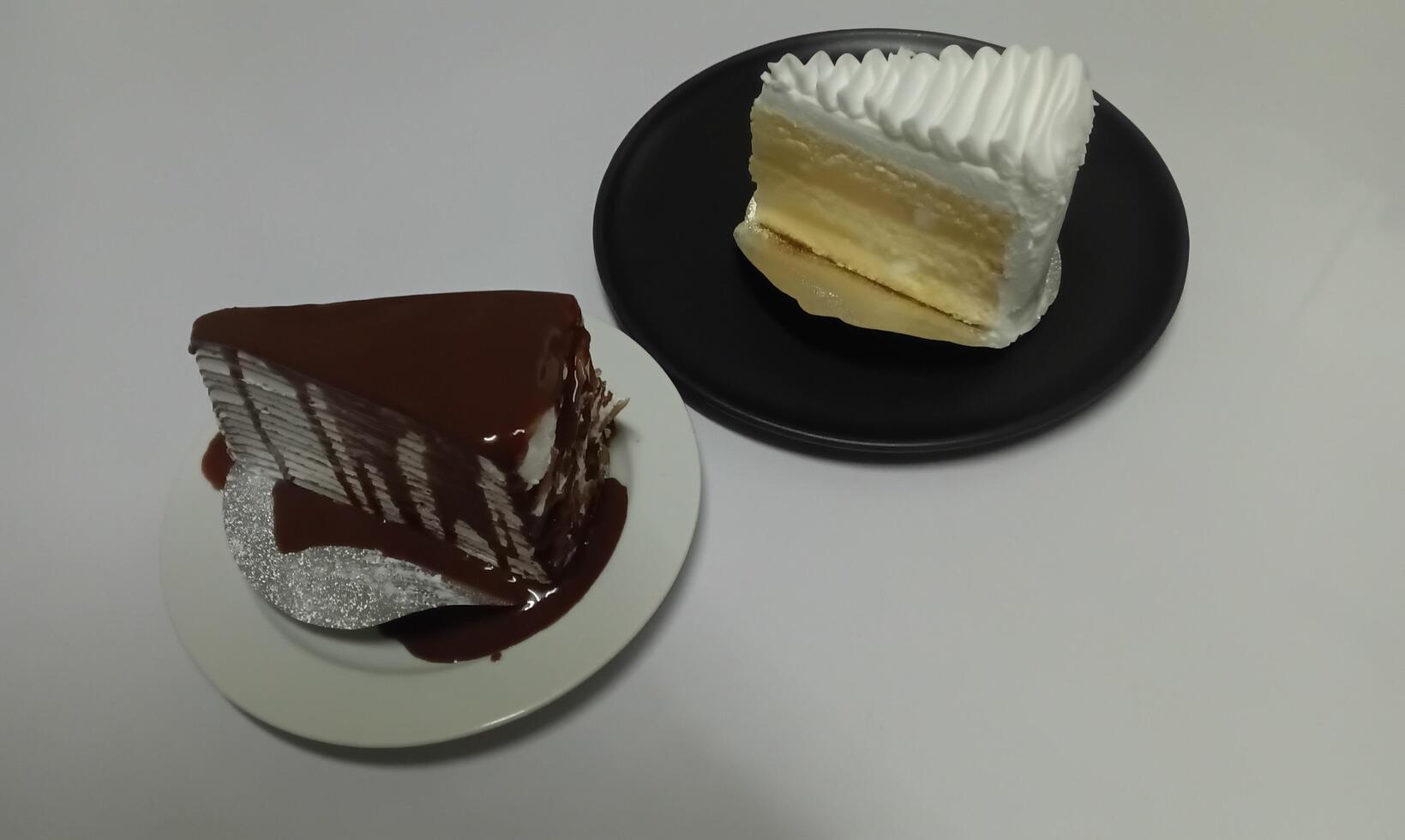 Cream cake slice photo