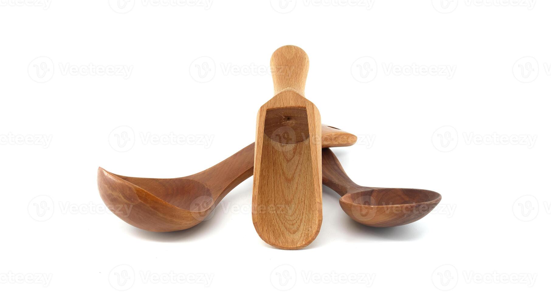 Elegant Wooden Spoons on White Background Highlighting Craftsmanship photo