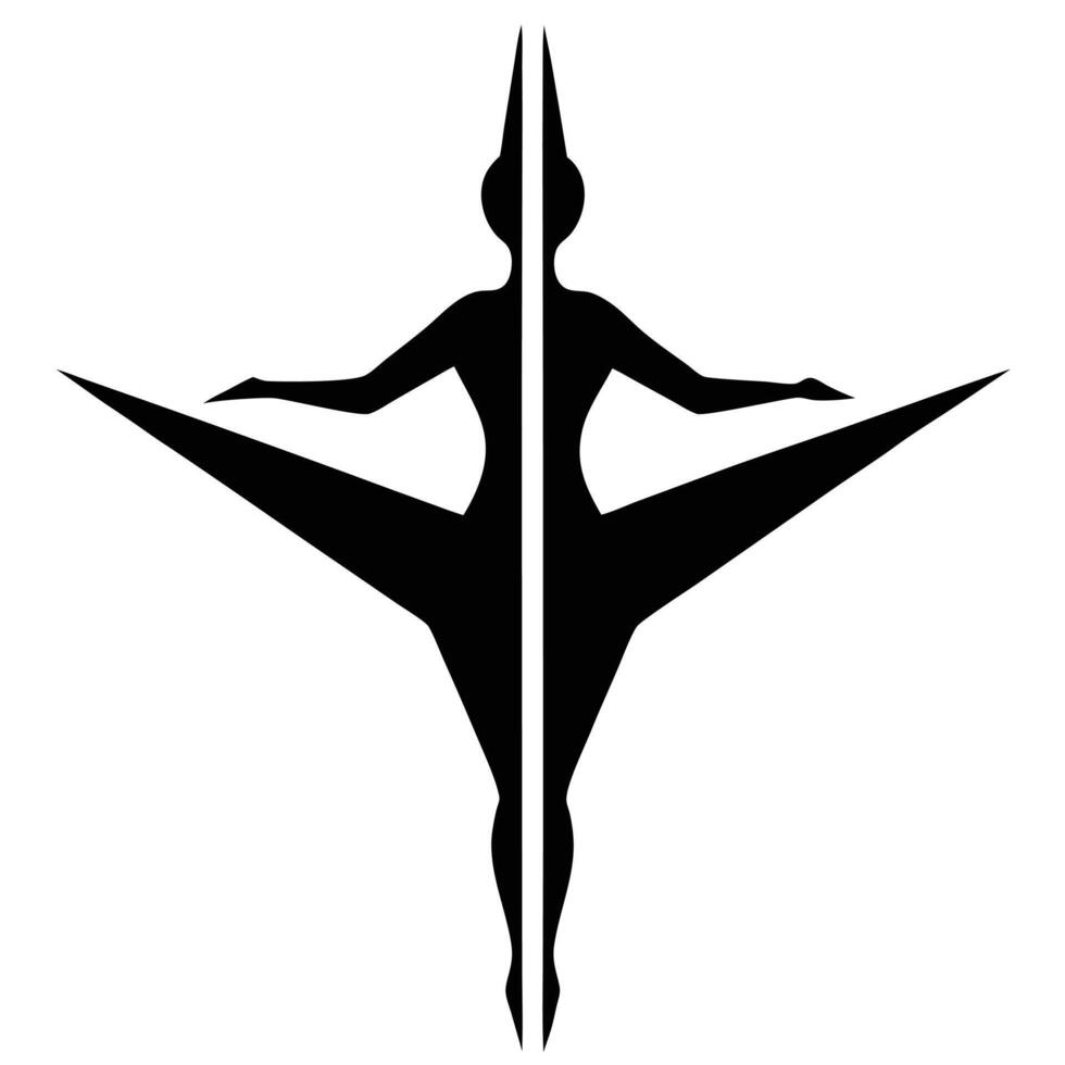 Splits Pose Silhouette on White Background vector