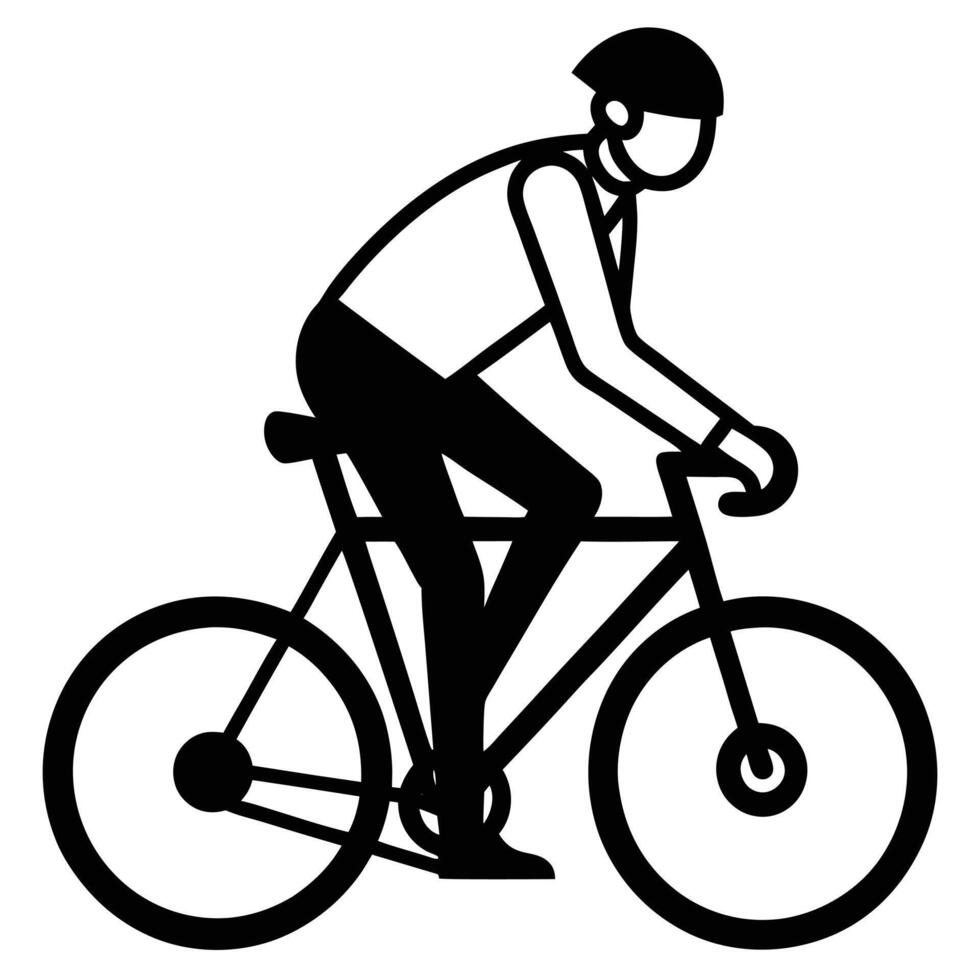 Casual Cyclist Silhouetted on White Background vector