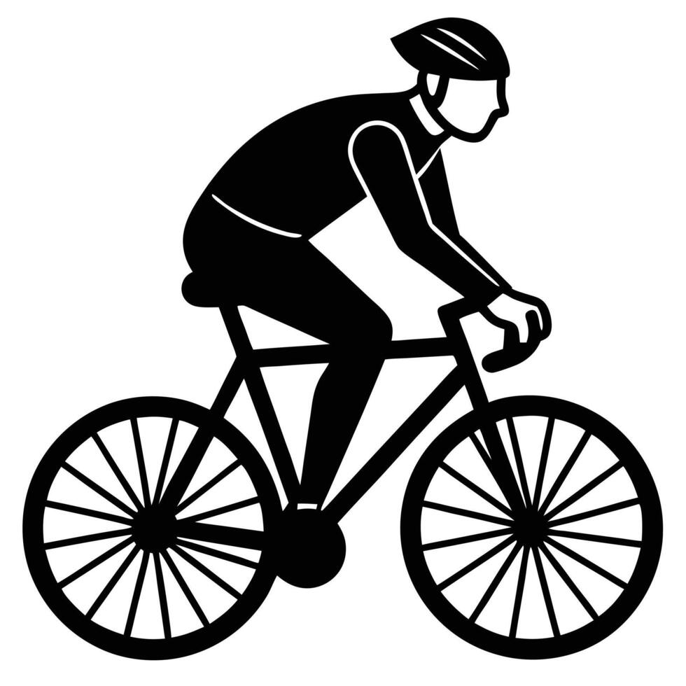 Urban Cyclist Silhouette on White Background vector
