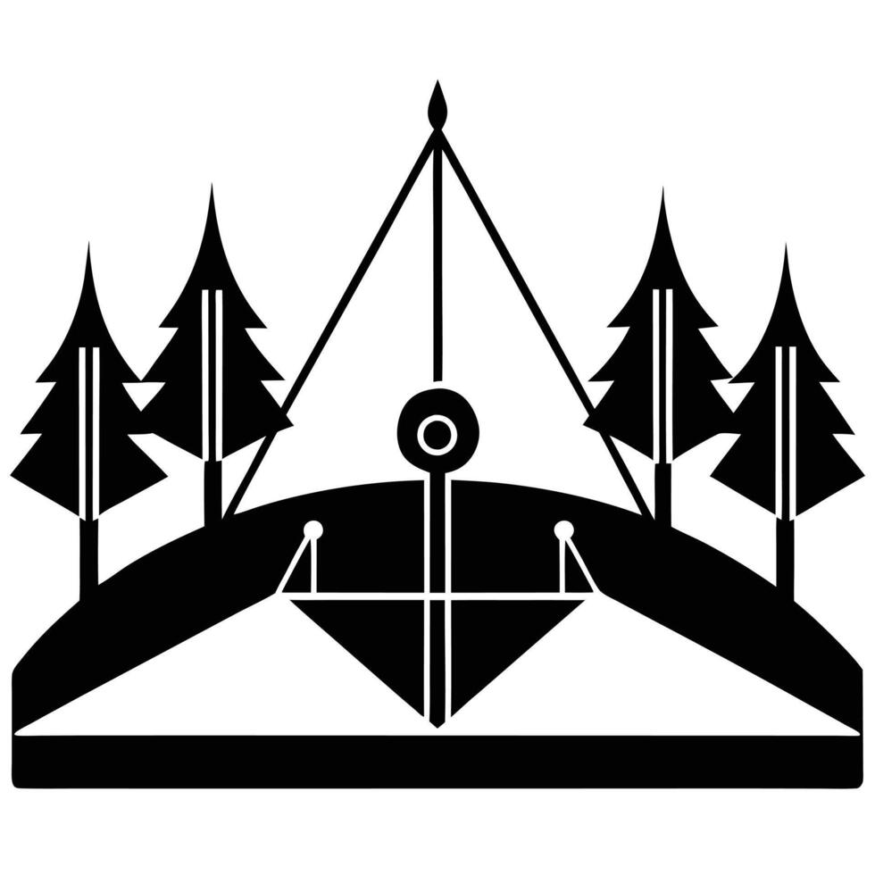 Archery Field Silhouette on White Background vector