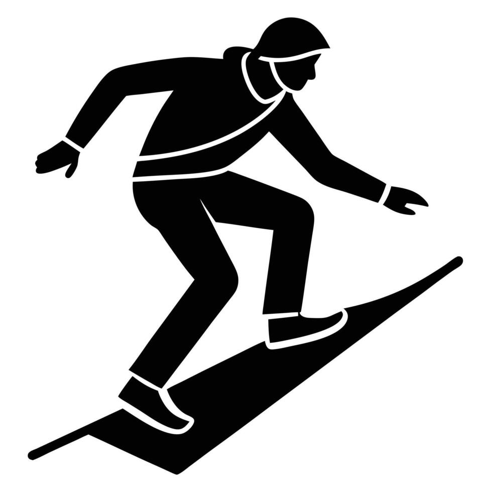 Skater on Slope Silhouette on White Background vector