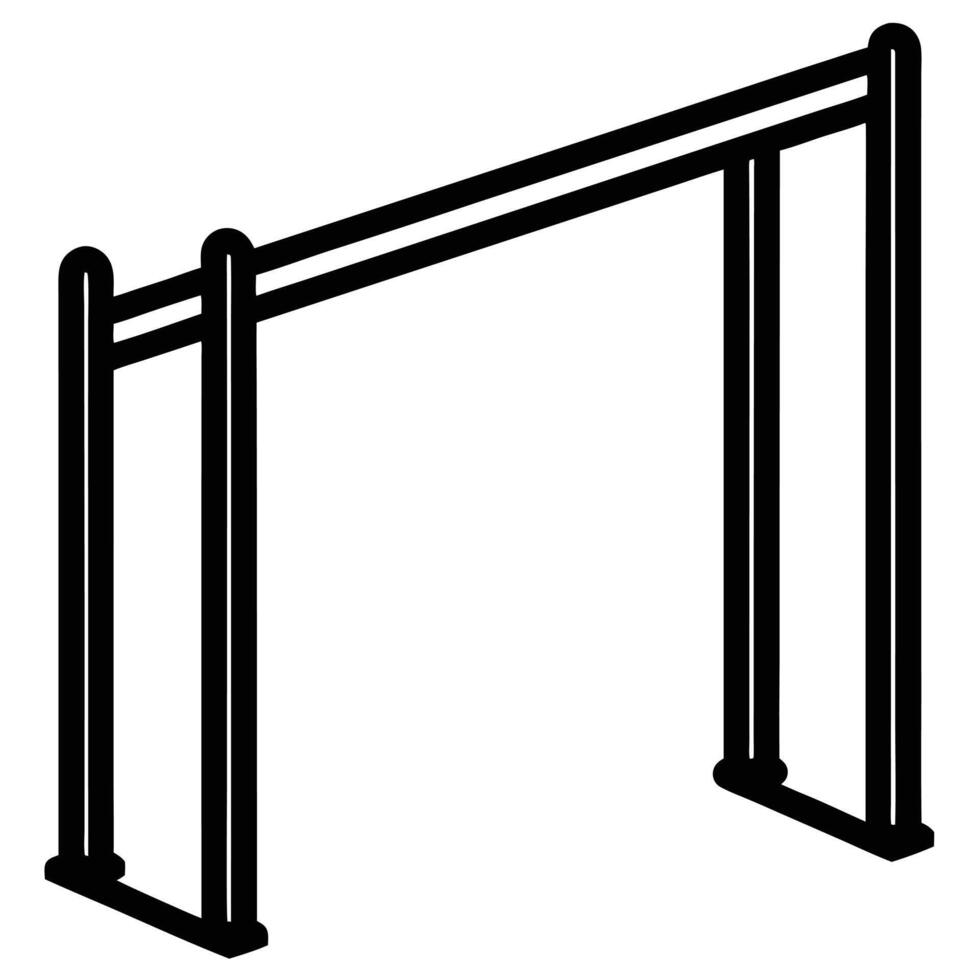 Uneven Bars Silhouette on White Background vector
