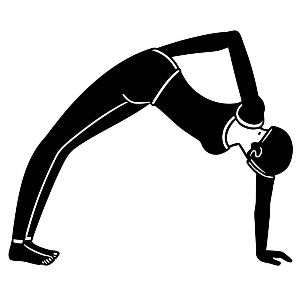 Bridge Pose Yoga Silhouetted on White Background vector