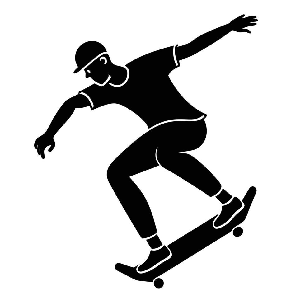 Skater Jumping Silhouette on White Background vector