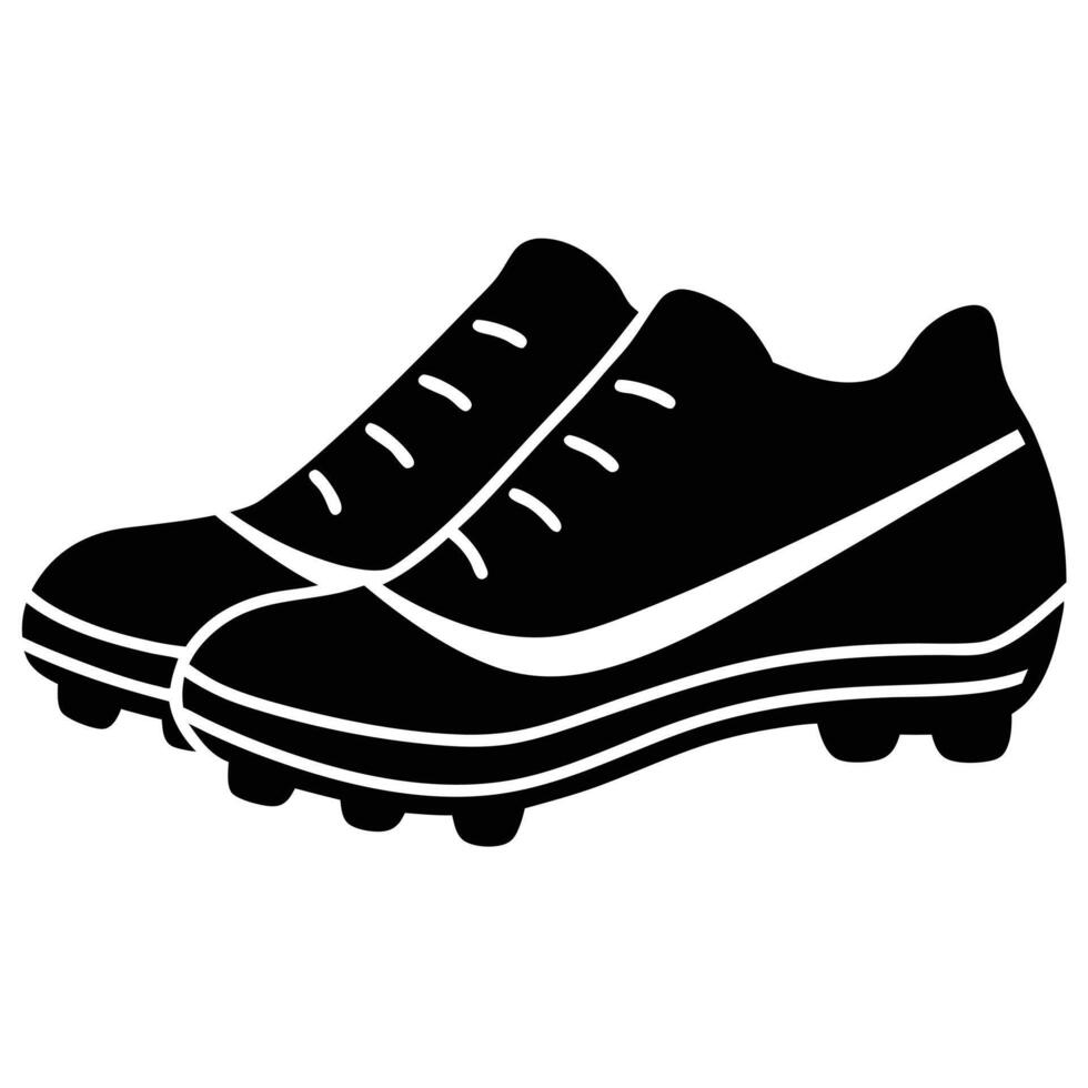 Baseball Cleats Silhouette on White Background vector