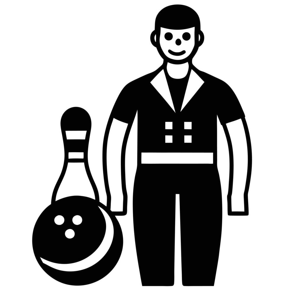 Bowling Coach Silhouette on White Background vector