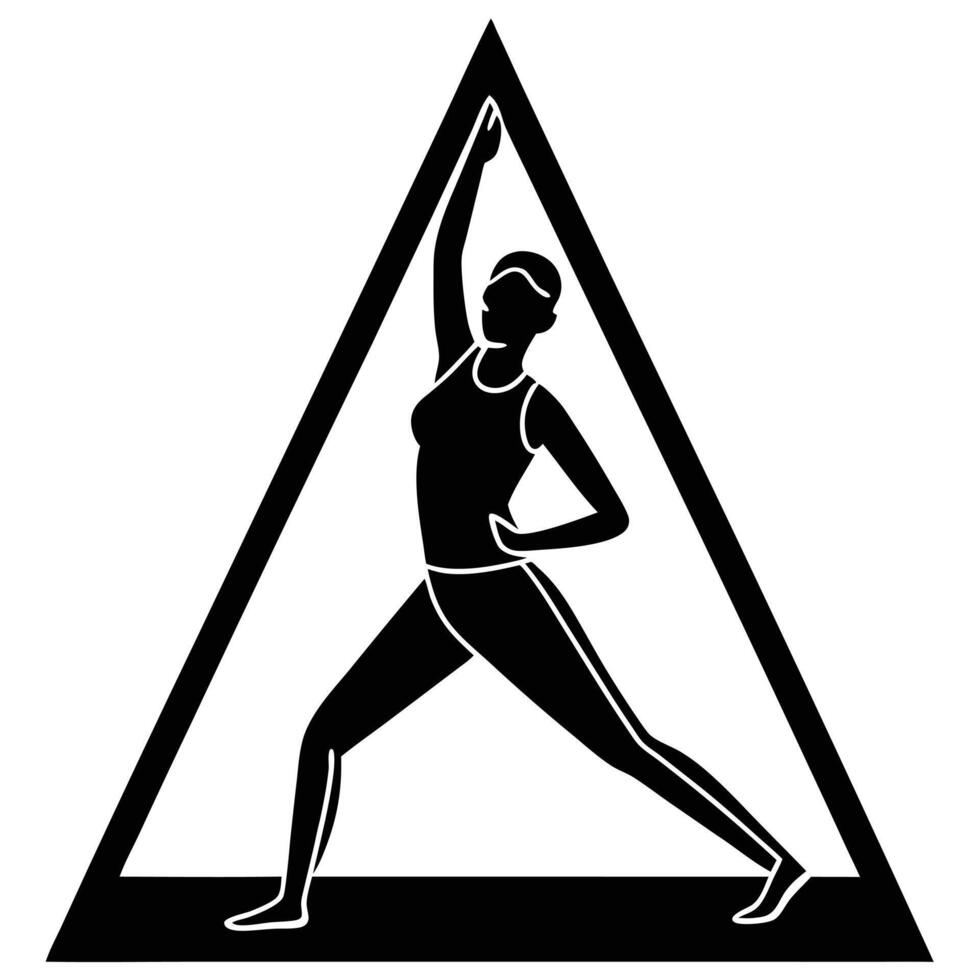 Triangle Pose Silhouette on White Background vector
