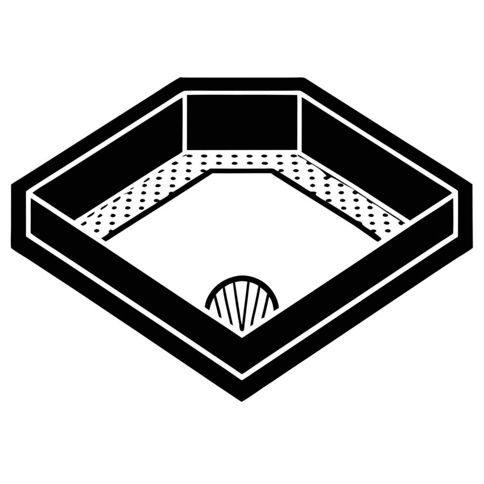 Baseball Field Silhouette on White Background vector
