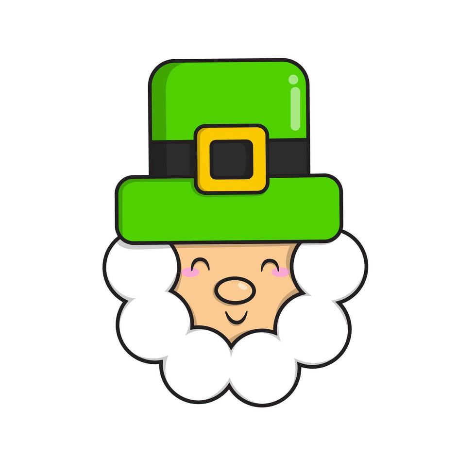 Images of cheerful Leprechaun dressed in a green outfit with a buckled hat, radiating charm and magic. vector