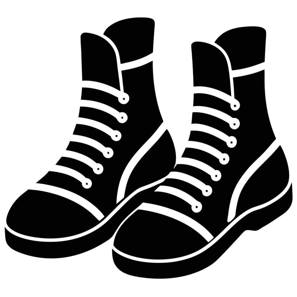 Boxing Shoes Silhouette on White Background vector