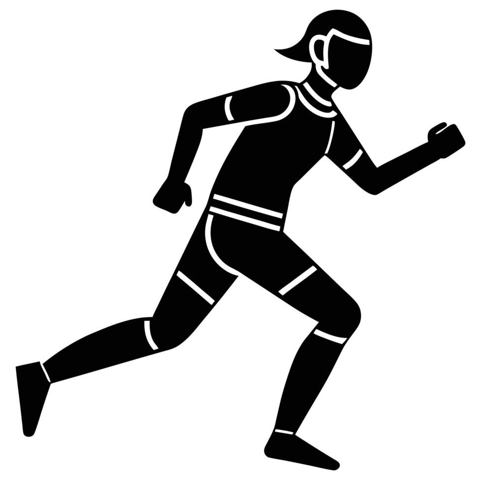 Player Running Silhouette on White Background vector