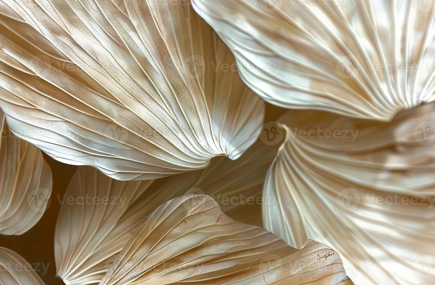 Beige Aesthetic Dried Leaves Delicate Background. Soft Wallpaper Texture of Transparent Macro Paper Leaves. photo