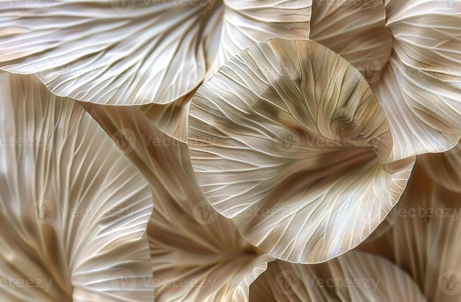Beige Aesthetic Dried Leaves Delicate Background. Soft Wallpaper Texture of Transparent Macro Paper Leaves. photo