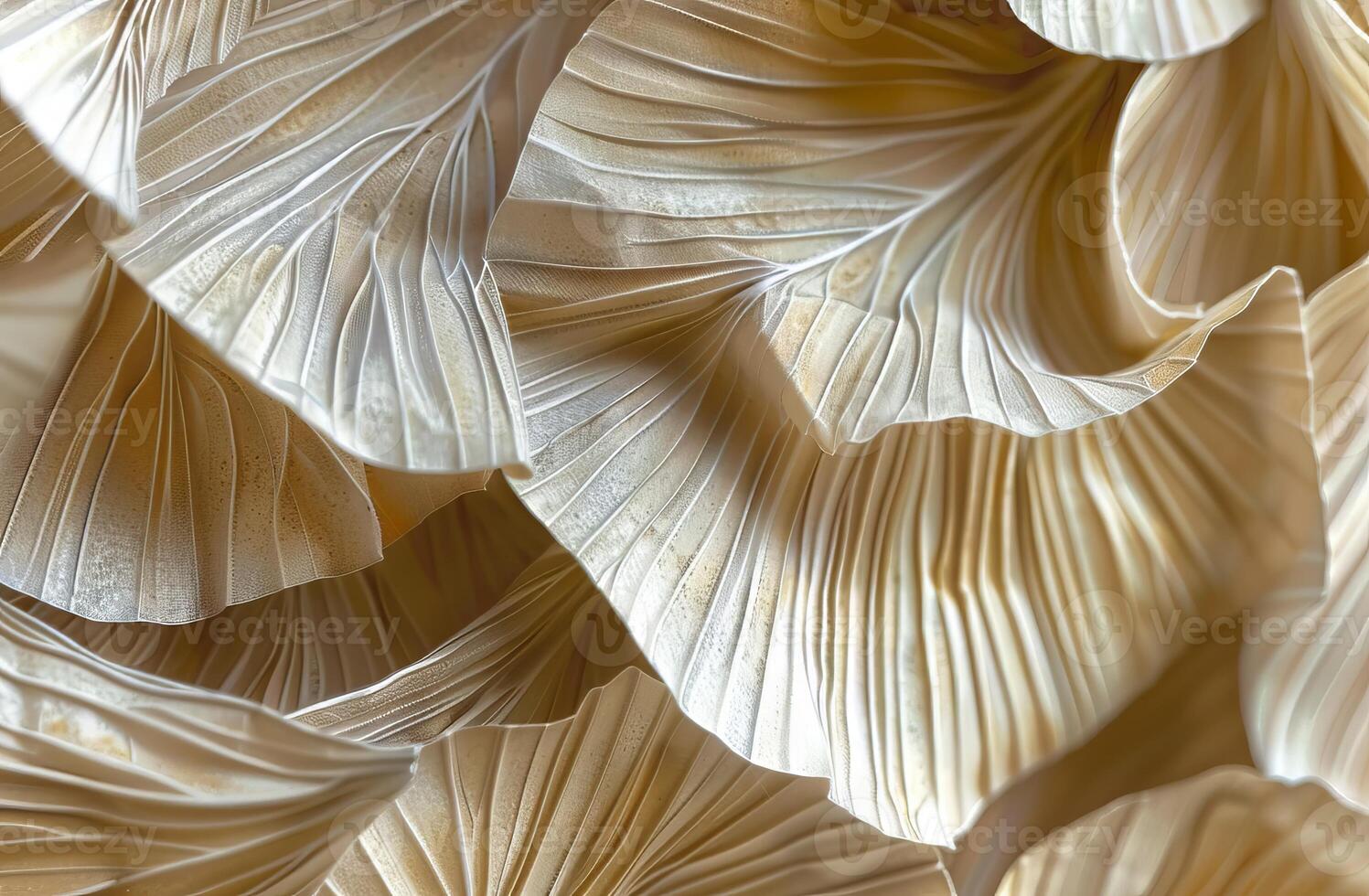 Beige Aesthetic Dried Leaves Delicate Background. Soft Wallpaper Texture of Transparent Macro Paper Leaves. photo