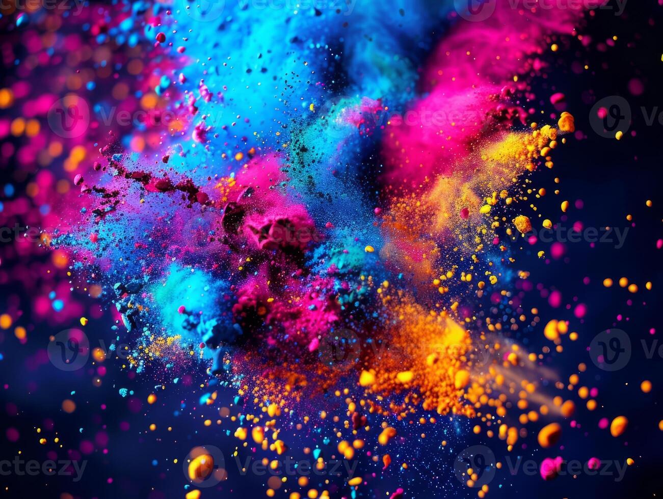 HOli Decorative Dye Splash, color powder explosion. Abstract colorful rainbow background with color splashes. photo