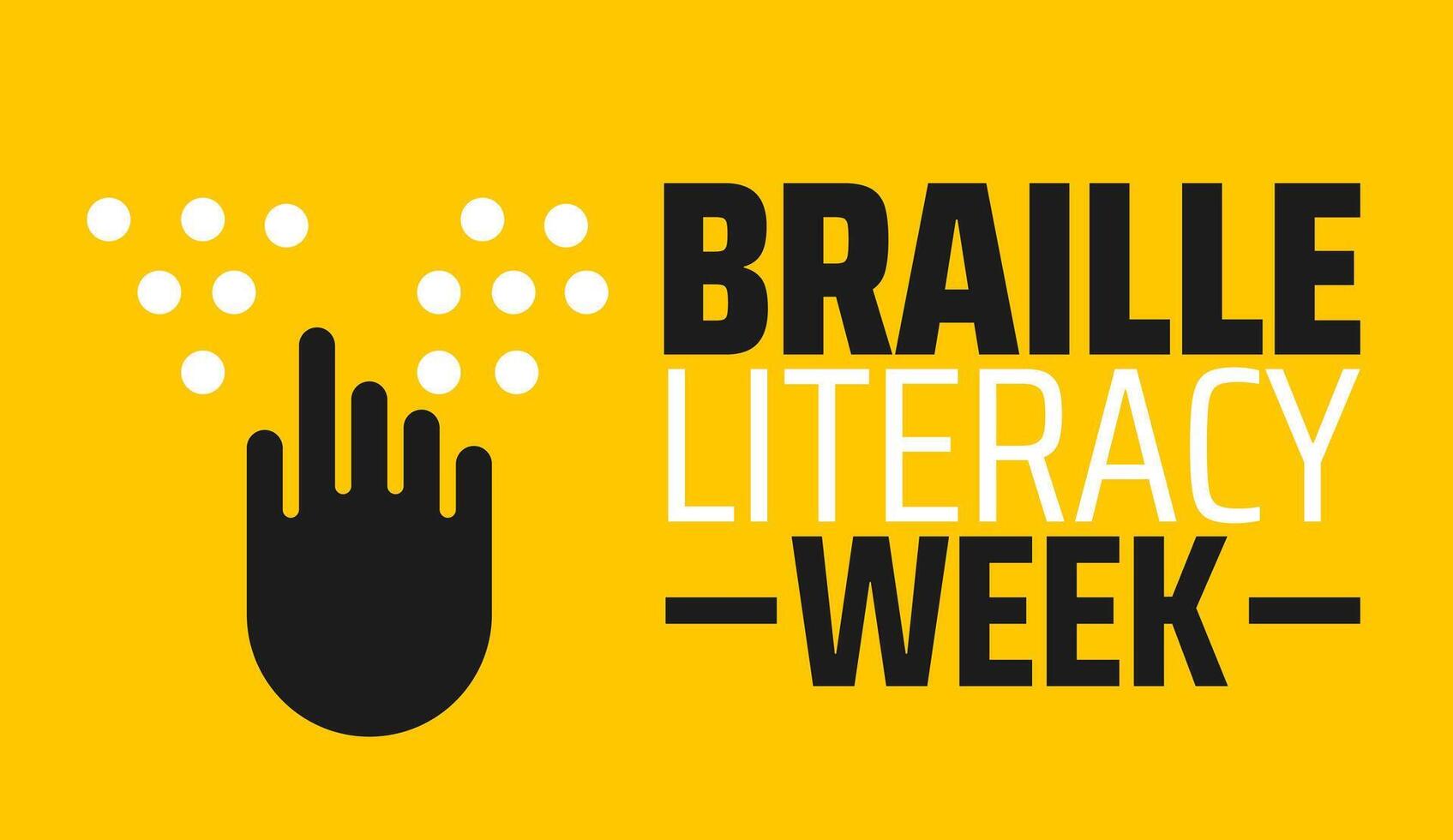 Braille Literacy Week background banner or poster design template. observed every year in January. Holiday concept. Use to any Template, card, poster, placard, template. vector