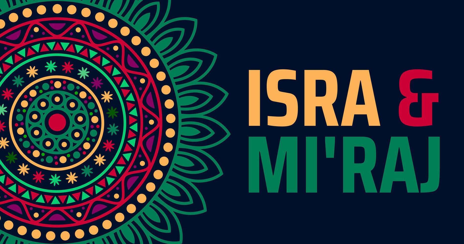 Isra and Mi'raj background banner or poster design template. observed every year in January. Holiday concept. Use to any Template, card, poster, placard, template. vector