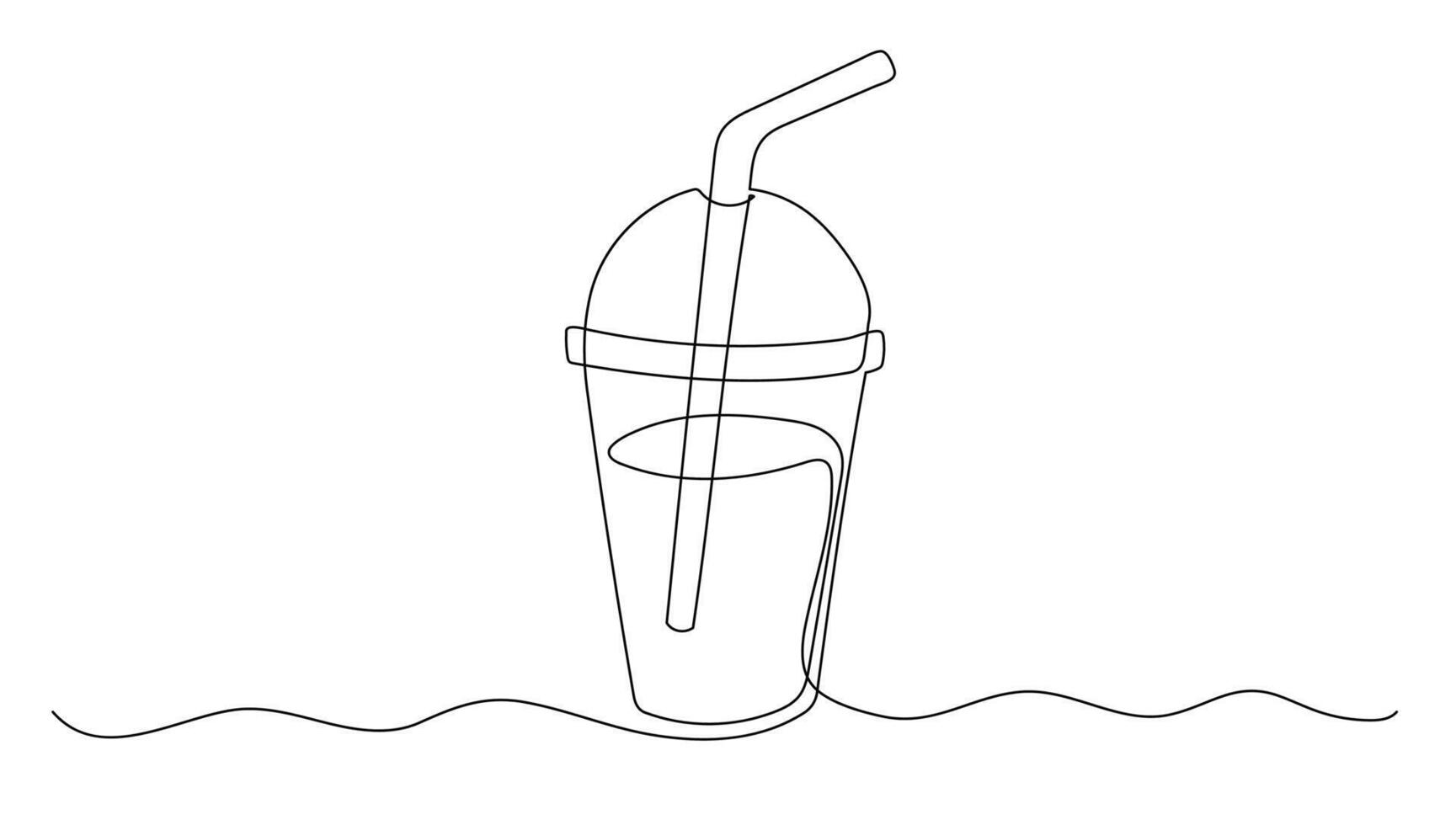Drink glass one continuous line illustration. Hand drawn doodle sketch of soda vector