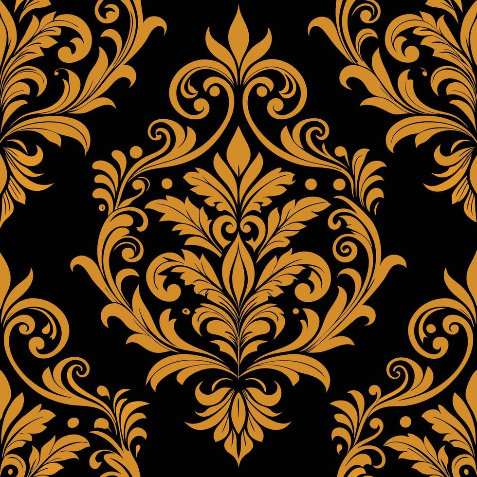 Golden floral pattern on black background vector