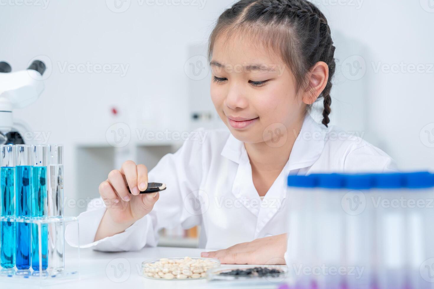 Children Scientist education scientific in laboratory. Medical child learning, Biotechnology, discover, imagine, executive function, kid, education, intelligence quotient, emotional quotient photo
