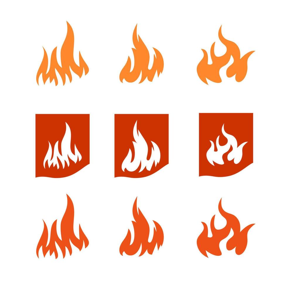 Fire flame icon logo background abstract design illustration isolated vector