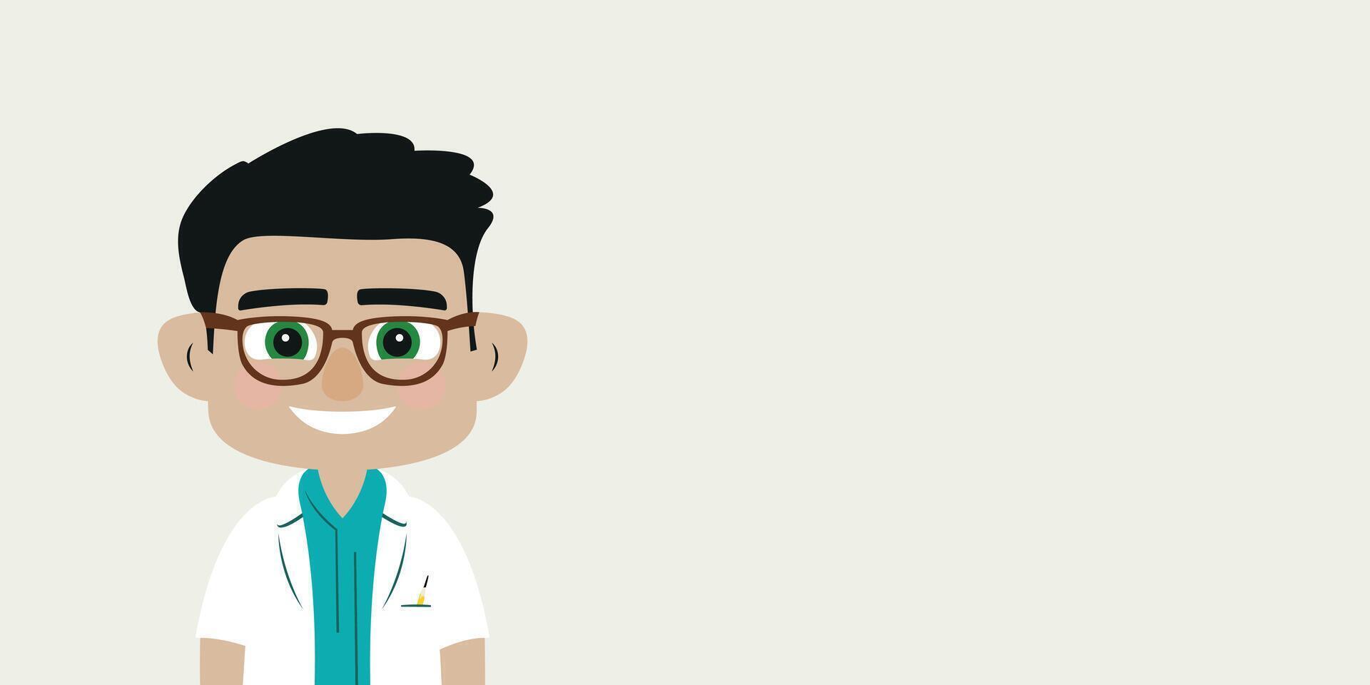 Avatar of Doctor. Man is Isolated Against a Light Background with Blank Copy Space for Text or Images. vector