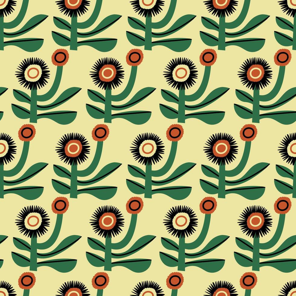 Seamless Pattern with Abstract Plants. Modern Style Graphic. vector