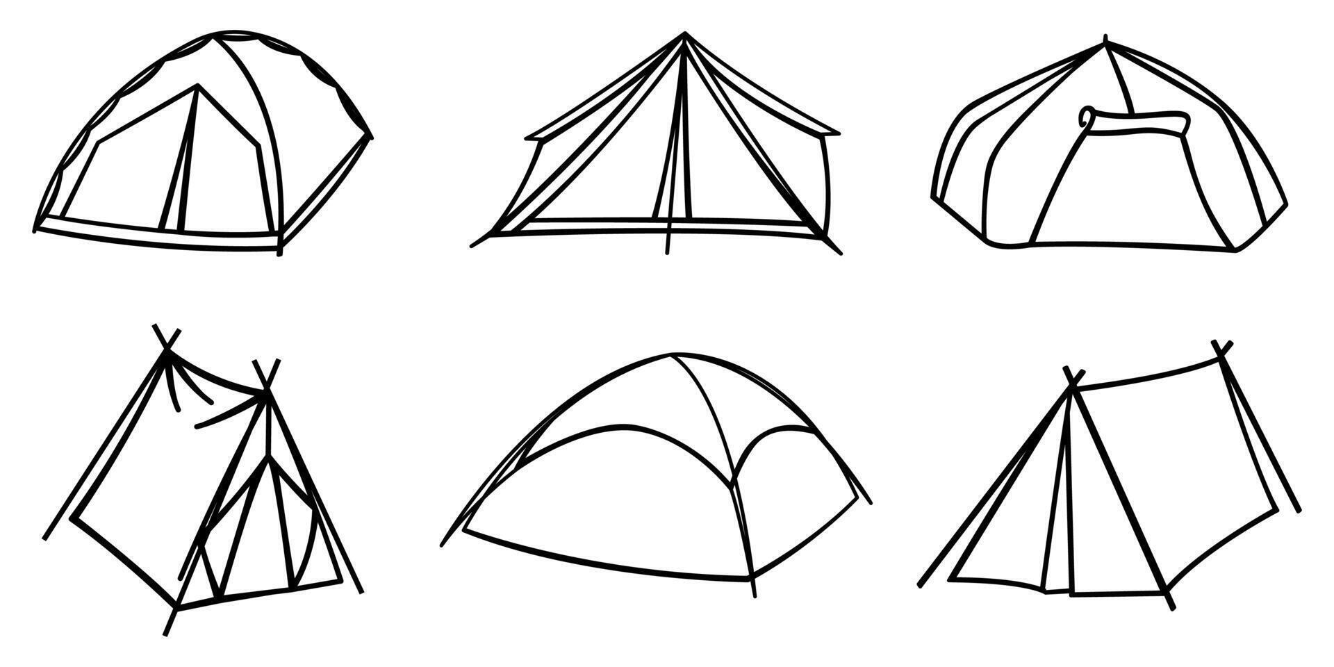Collection of Camping Tent. Tent for Camping, Hiking, Local Tourism. vector
